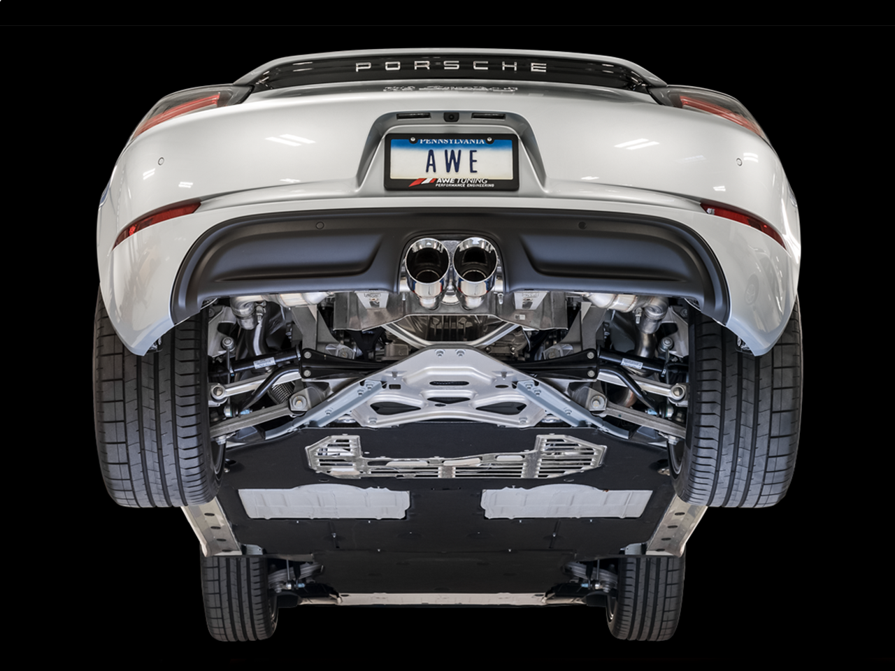 AWE Tuning Track Edition Exhaust with Chrome Silver Tips - 2017-2021 Porsche 718 Boxster/Cayman - STREETUNED