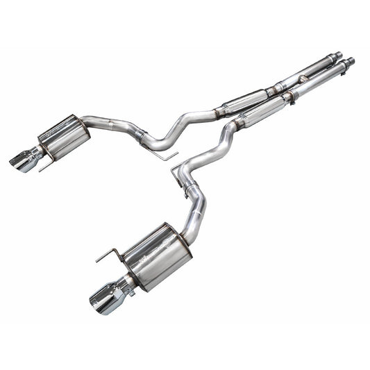 AWE Tuning Touring Catback Exhaust w/ Dual Chrome Silver Tips - 2024 Ford Mustang GT Fastback S650 RWD - STREETUNED