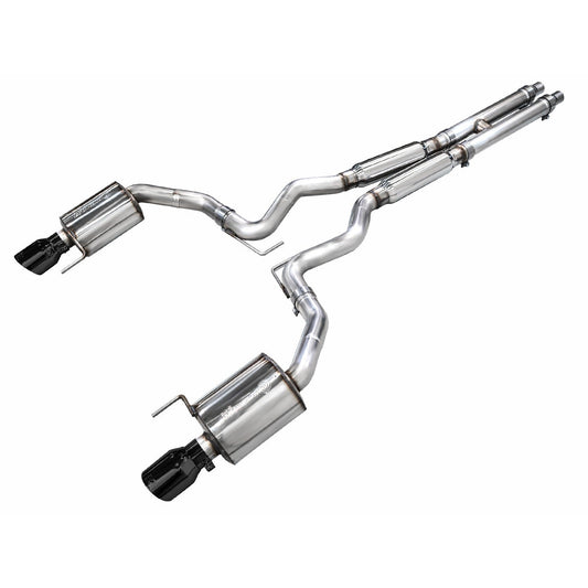 AWE Tuning Touring Catback Exhaust w/ Dual Diamond Black Tips - 2024 Ford Mustang GT Fastback S650 RWD - STREETUNED