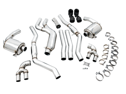 AWE Tuning Non-Resonated Touring Edition Exhaust With Quad Diamond Black Tips - 2019-2024 BMW M340i/M440i (G20) - STREETUNED