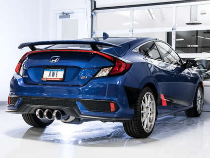 AWE Tuning Track Edition Exhaust w/Front Pipe & Triple Chrome Silver Tips - 2016+ Honda Civic Si - STREETUNED