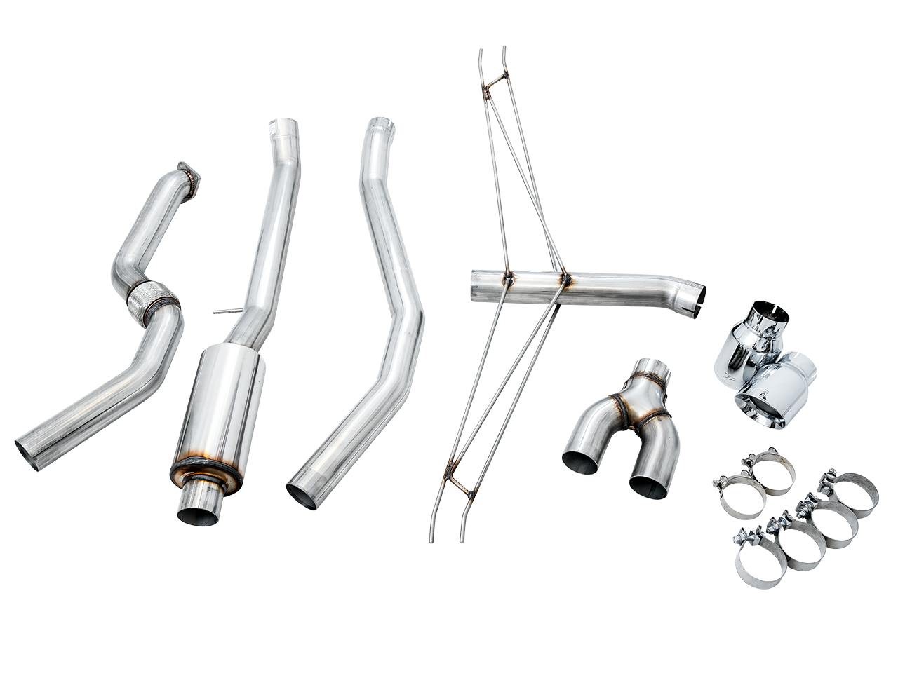 AWE Tuning Track Edition Exhaust w/Front Pipe & Dual Chrome Silver Tips - 2016+ Honda Civic Si - STREETUNED