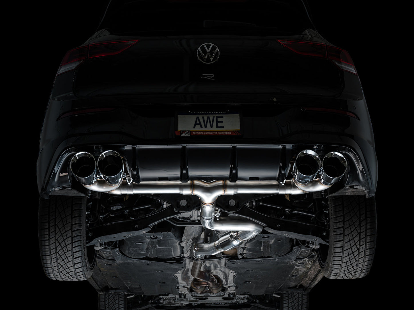 AWE Tuning Track Edition Quad Exhaust with Chrome Silver Tips - 2022-2024 Volkswagen MK8 Golf R - STREETUNED