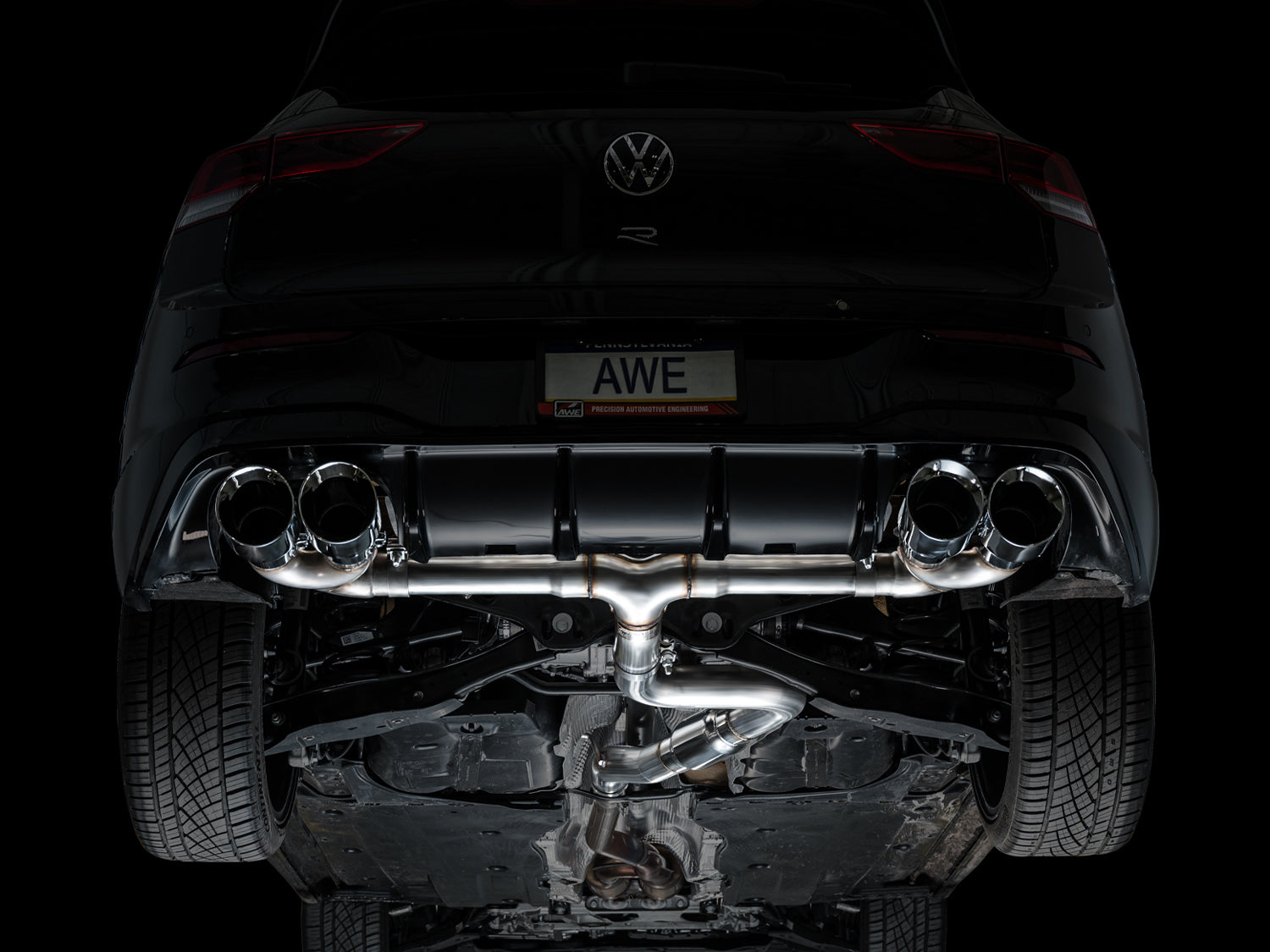 AWE Tuning Track Edition Quad Exhaust with Chrome Silver Tips - 2022-2024 Volkswagen MK8 Golf R - STREETUNED