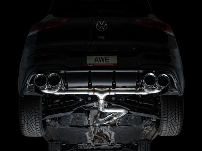 AWE Tuning Track Edition Quad Exhaust with Chrome Silver Tips - 2022-2024 Volkswagen MK8 Golf R - STREETUNED