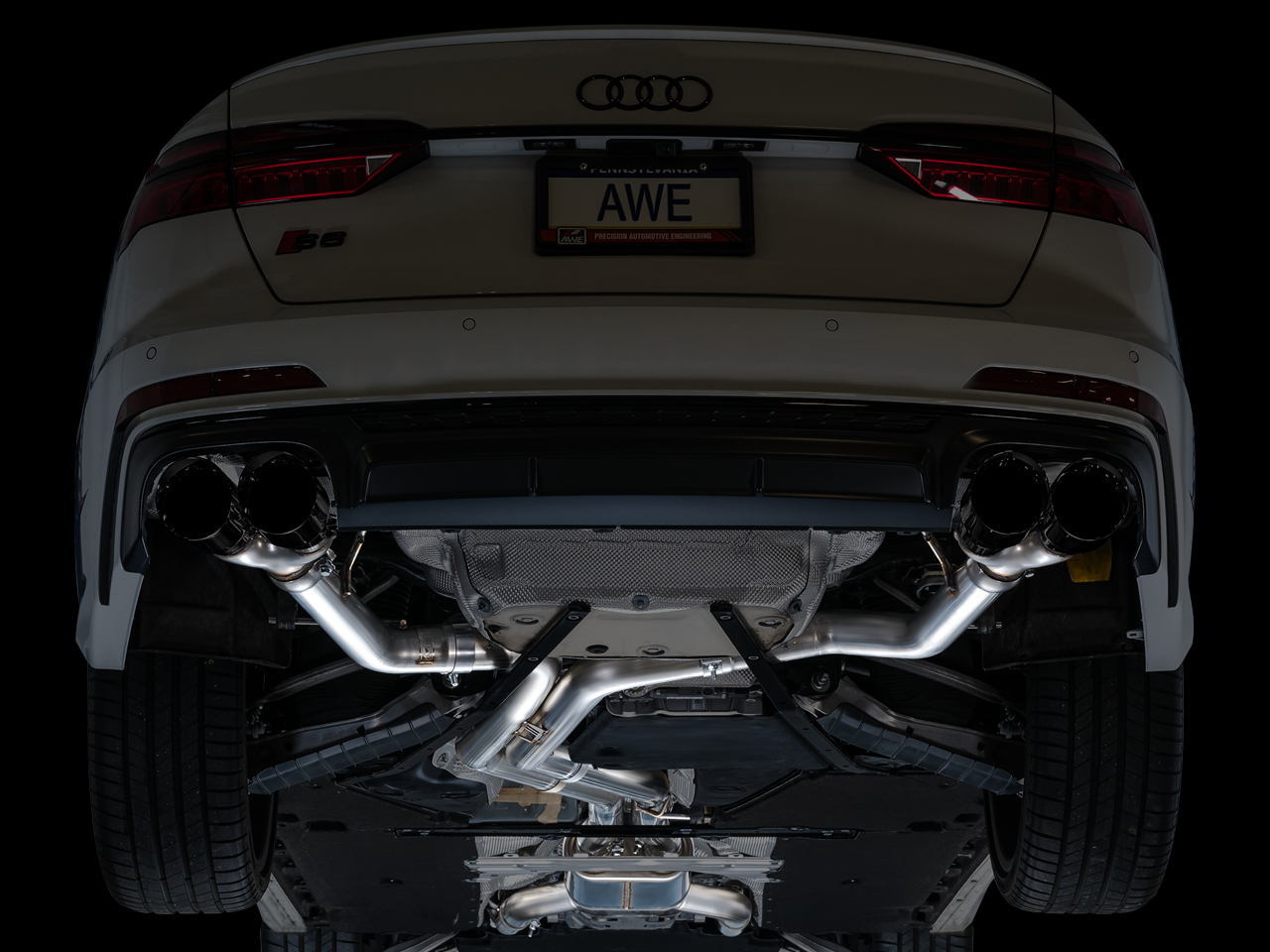 AWE Tuning Track Edition Exhaust With Diamond Black Tips - 2019-2023 Audi C8 S6/S7 - STREETUNED