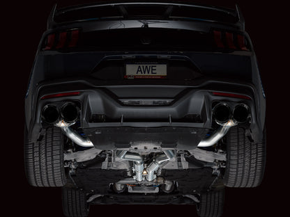AWE Tuning Track Edition Catback Exhaust w/ Quad Diamond Black Tips - 2024 Ford Mustang Dark Horse S650 RWD - STREETUNED