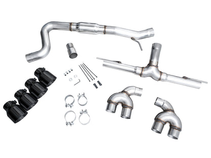 AWE Tuning Track Edition Quad Exhaust with Diamond Black Tips - 2022-2024 Volkswagen MK8 Golf R - STREETUNED