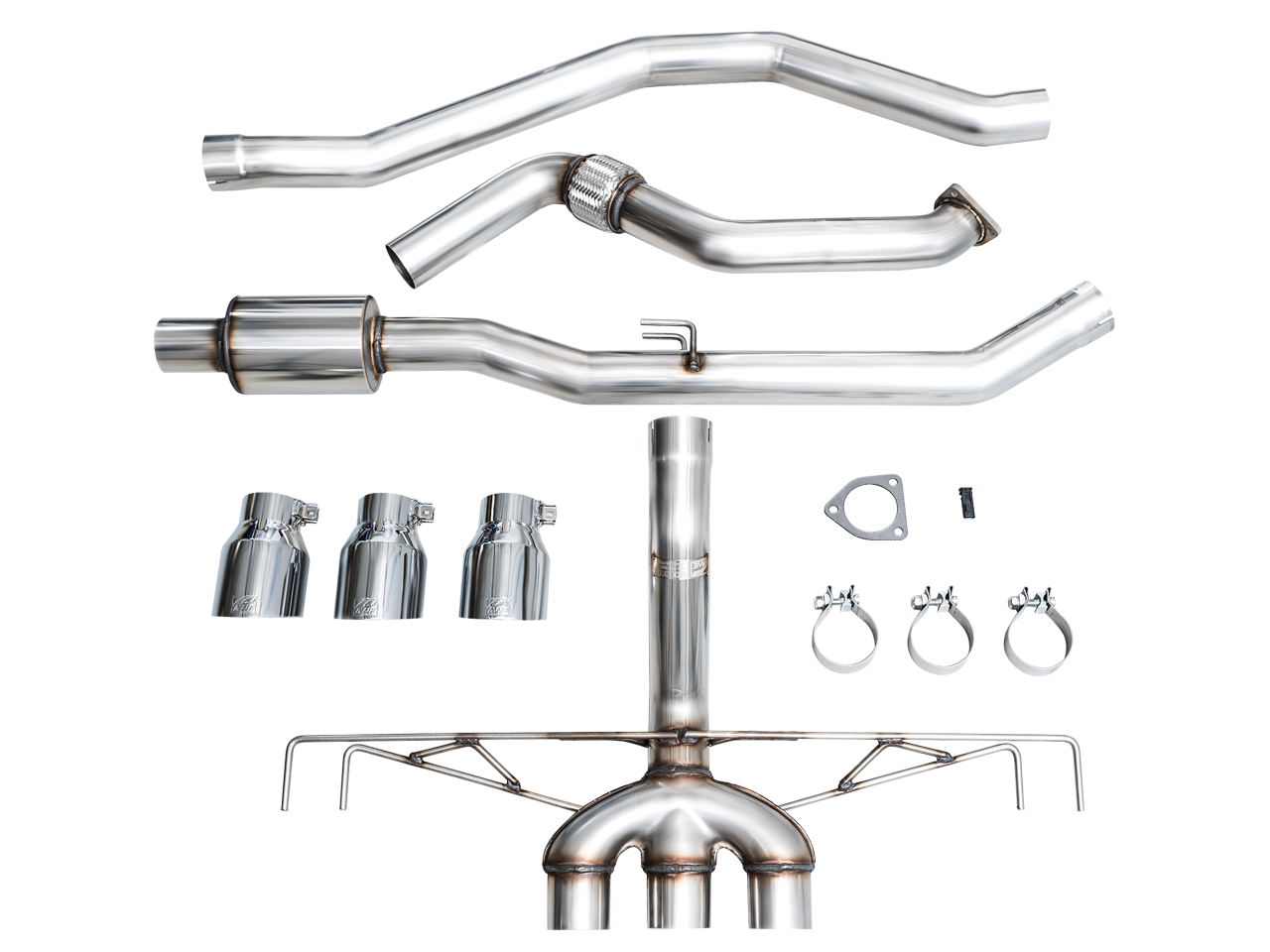 AWE Tuning Track Edition Exhaust w/ Triple Chrome Silver Tips - 2023-2024 Honda Civic Type R FL5 - STREETUNED