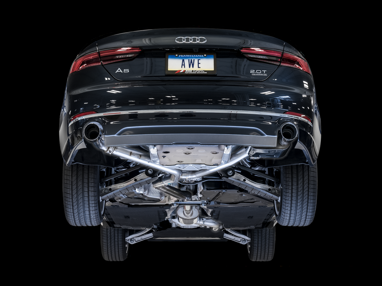 AWE Tuning SwitchPath Exhaust Dual Outlet With Chrome Silver Tips (Includes DP and Remote) - 2018-2019 Audi B9 A5 - STREETUNED