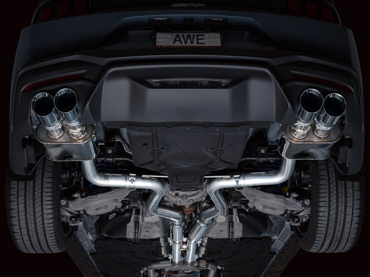 AWE Tuning SwitchPath Catback Exhaust w/ Quad Chrome Silver Tips - 2024 Ford Mustang GT Fastback S650 RWD - STREETUNED