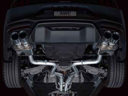 AWE Tuning SwitchPath Catback Exhaust w/ Quad Chrome Silver Tips - 2024 Ford Mustang GT Fastback S650 RWD - STREETUNED