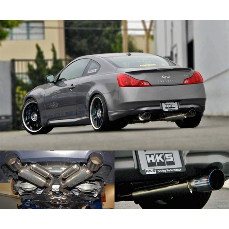 HKS Dual Hi-Power Titanium Tip Catback Exhaust - 2008-2015 Infiniti G37