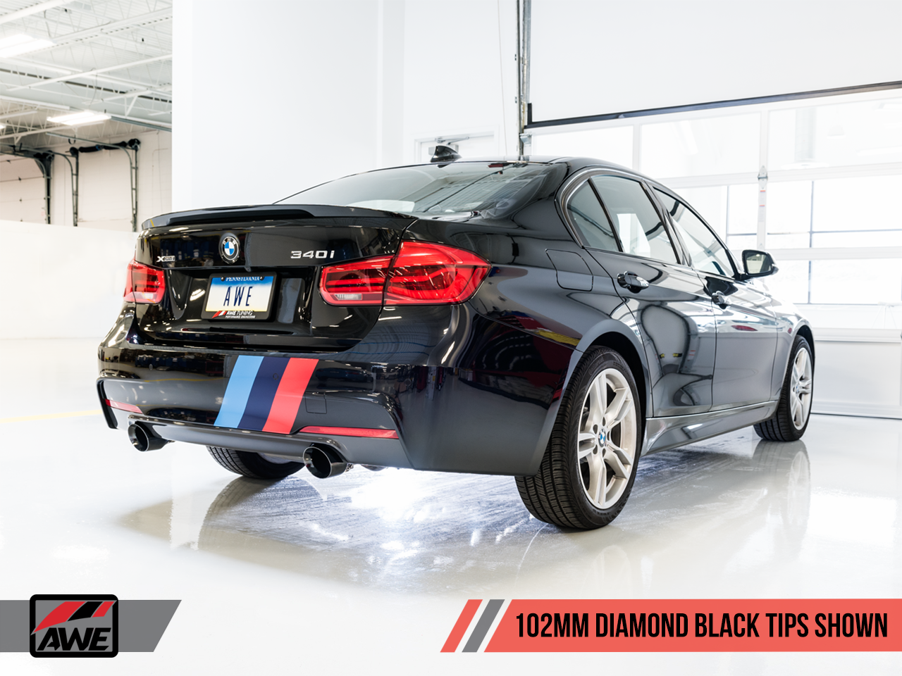 AWE Tuning Touring Edition Axle-Back Exhaust With Diamond Black Tips (102mm) For BMW 2016-2020 F30 340i/440i - STREETUNED