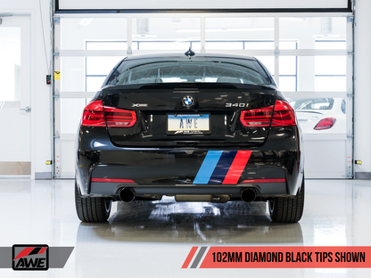 AWE Tuning Touring Edition Axle-Back Exhaust With Diamond Black Tips (102mm) For BMW 2016-2020 F30 340i/440i - STREETUNED
