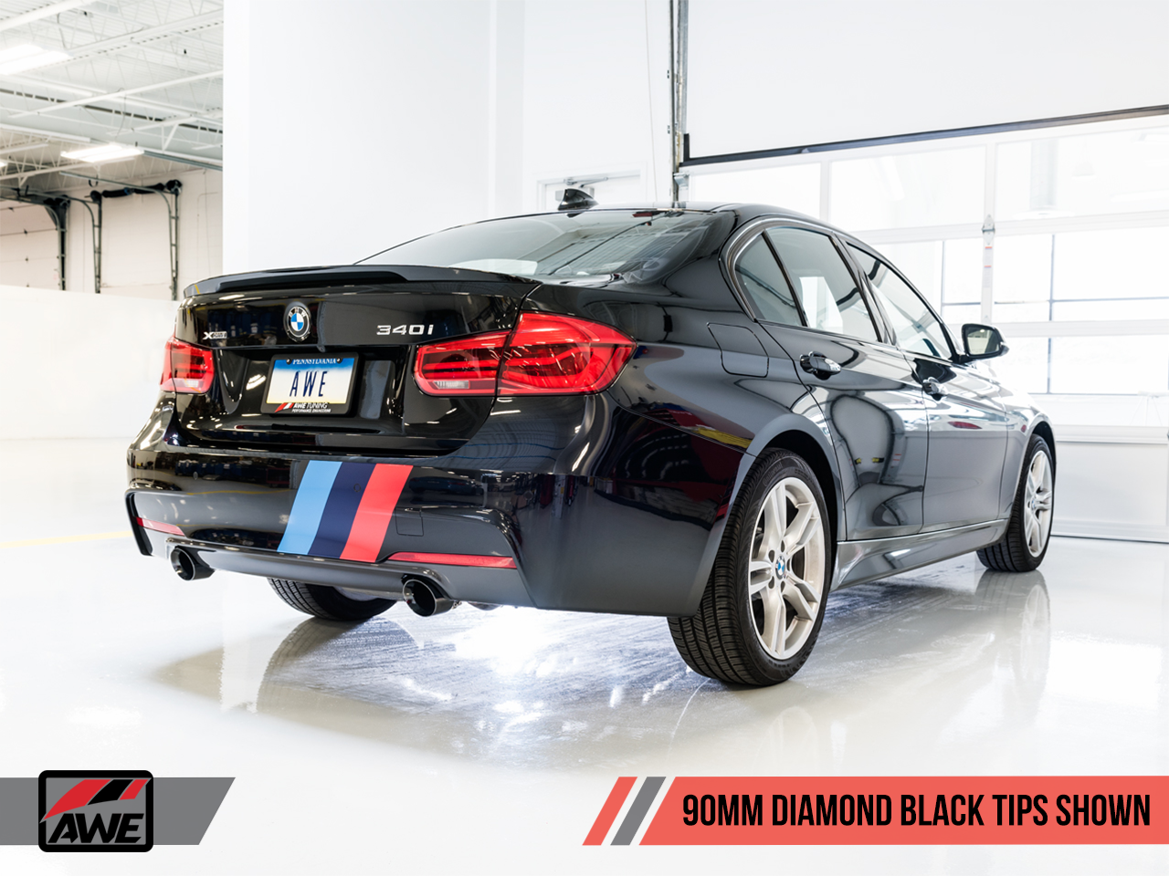 AWE Tuning Touring Edition Axle-Back Exhaust With Diamond Black Tips (90mm) - 2016-2020 BMW F30 340i/440i - STREETUNED