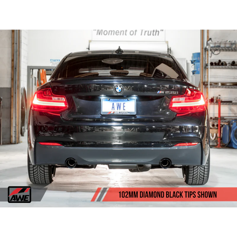 AWE Tuning BMW F22 M235i / M240i Touring Edition Axle-Back Exhaust - Diamond Black Tips (90mm) - STREETUNED