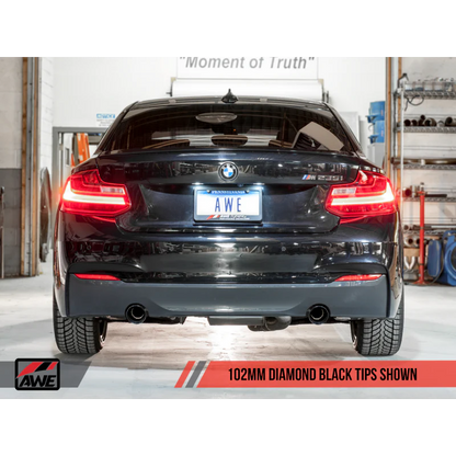 AWE Tuning BMW F22 M235i / M240i Touring Edition Axle-Back Exhaust - Diamond Black Tips (90mm) - STREETUNED