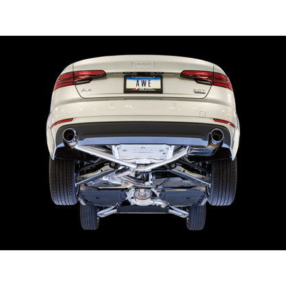 AWE Tuning Audi B9 A4 SwitchPath Exhaust Dual Outlet - Chrome Silver Tips (Includes DP and Remote) - STREETUNED