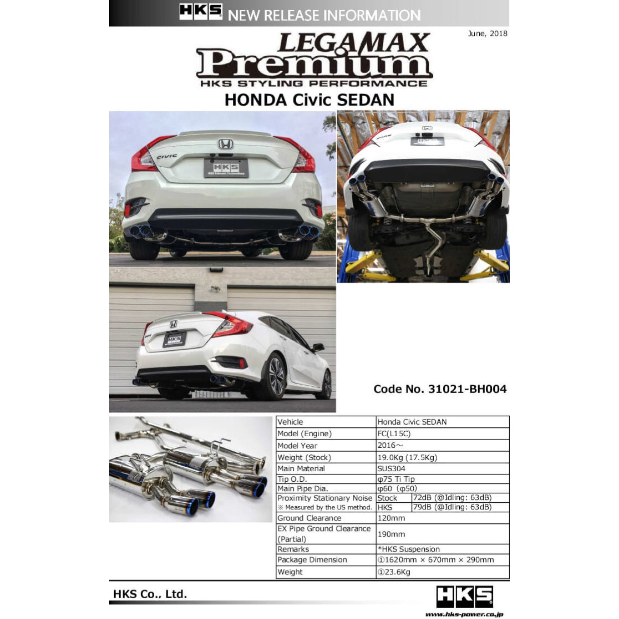 HKS Legamax Premium Exhaust System - 2016-2021 Honda Civic