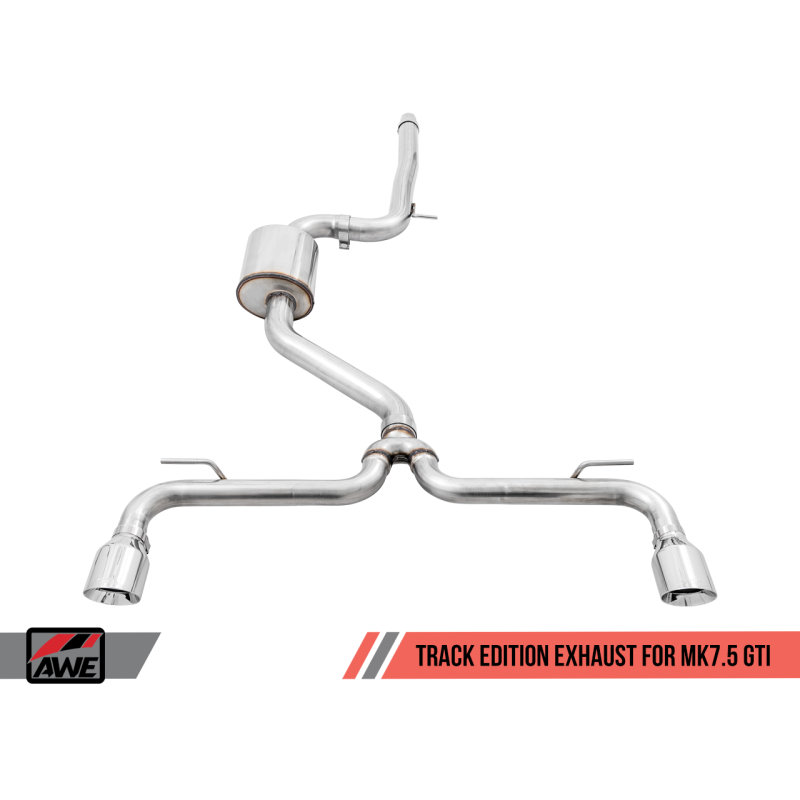 AWE Tuning Track Edition Exhaust w/Chrome Silver Tips 102mm - 2015-2019 Volkswagen MK7.5 GTI - STREETUNED