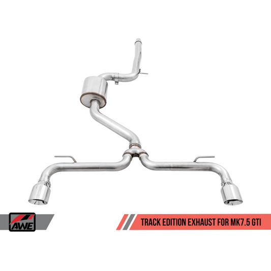 AWE Tuning Track Edition Exhaust w/Chrome Silver Tips 102mm - 2015-2019 Volkswagen MK7.5 GTI - STREETUNED
