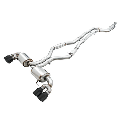 AWE Tuning Resonated Touring Edition Exhaust With Quad Diamond Black Tips - 2019-2024 BMW M340i/M440i (G20) - STREETUNED