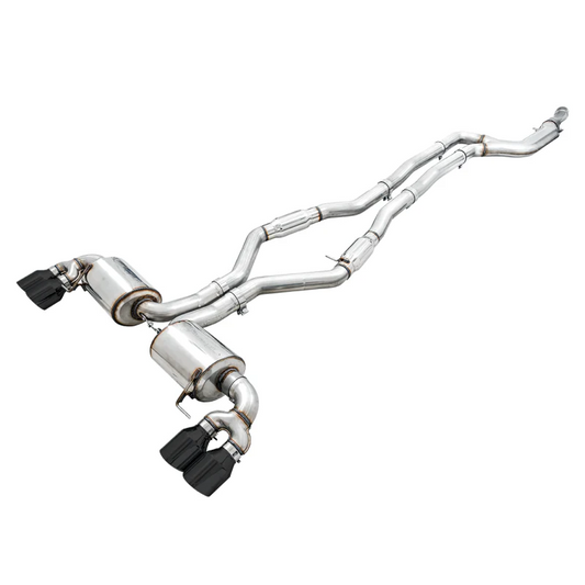 AWE Tuning Resonated Touring Edition Exhaust With Quad Diamond Black Tips - 2019-2024 BMW M340i/M440i (G20) - STREETUNED