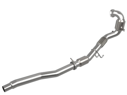 aFe Twisted Steel Down Pipe 3 IN 304 Stainless Steel w/ Cat - 2014-2018 VW Golf R/Audi S3