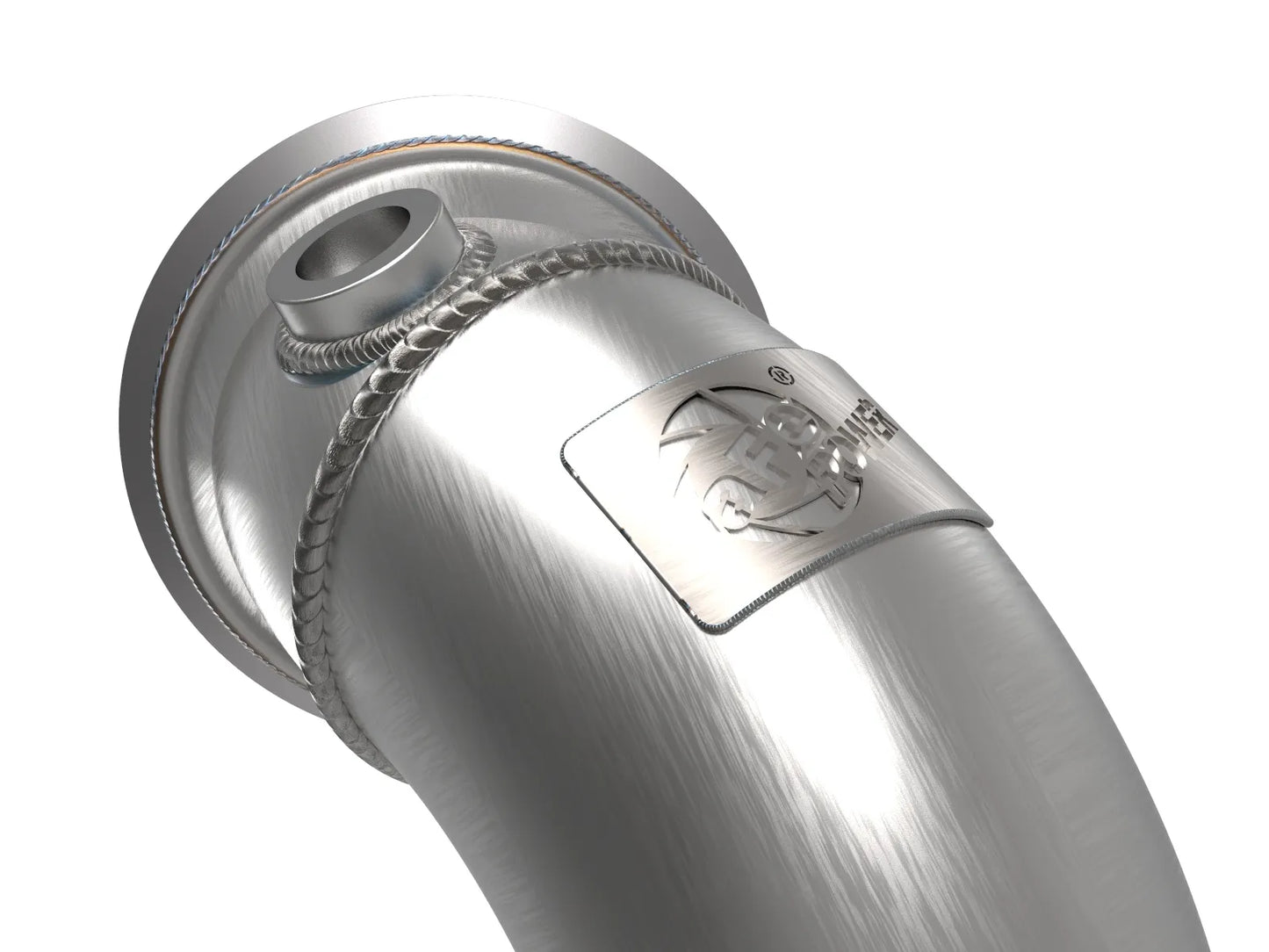 aFe Twisted Steel Down Pipe 3 IN 304 Stainless Steel w/ Cat - 2014-2018 VW Golf R/Audi S3
