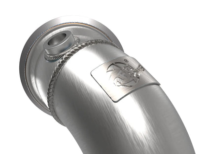 aFe Twisted Steel Down Pipe 3 IN 304 Stainless Steel w/ Cat - 2014-2018 VW Golf R/Audi S3
