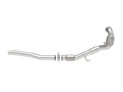 aFe Twisted Steel Down Pipe 3 IN 304 Stainless Steel w/ Cat - 2014-2018 VW Golf R/Audi S3
