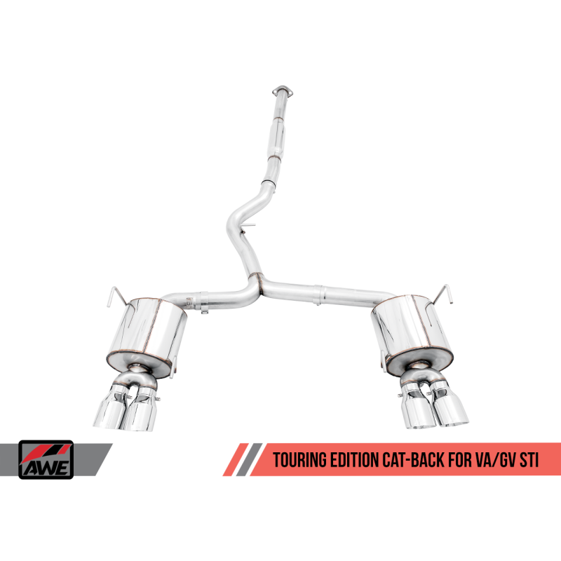 AWE Tuning Touring Edition Exhaust with Chrome Silver Tip (102mm) - 2015-2021 Subaru WRX VA Sedan - STREETUNED