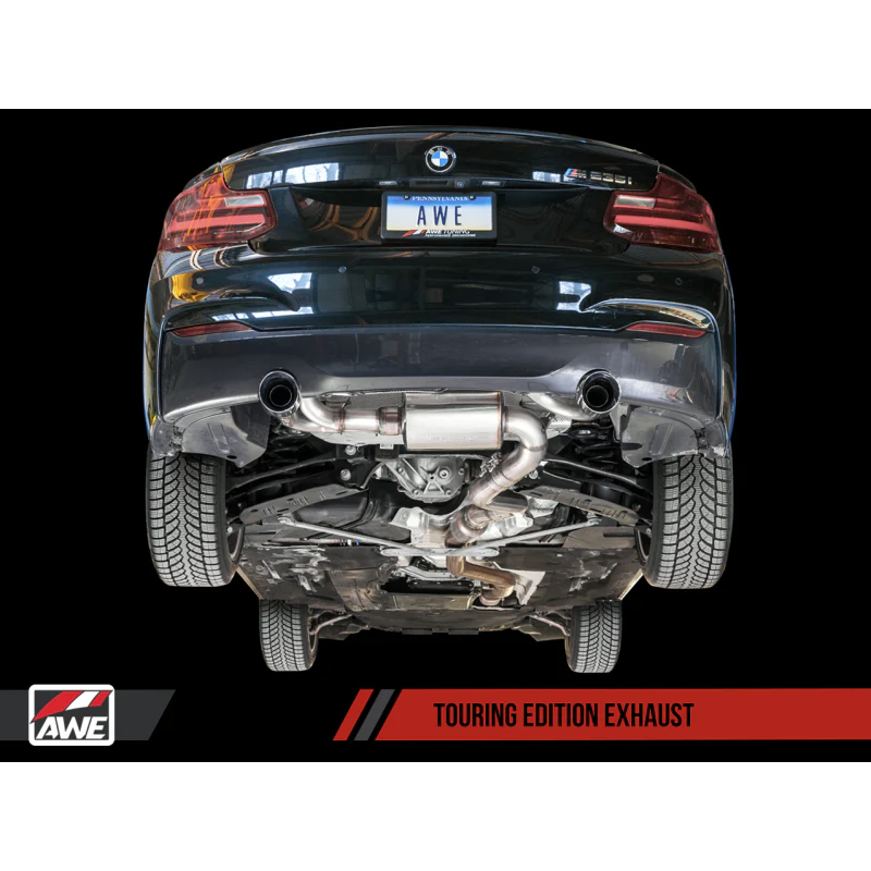 AWE Tuning BMW F22 M235i / M240i Touring Edition Axle-Back Exhaust - Chrome Silver Tips (90mm) - STREETUNED