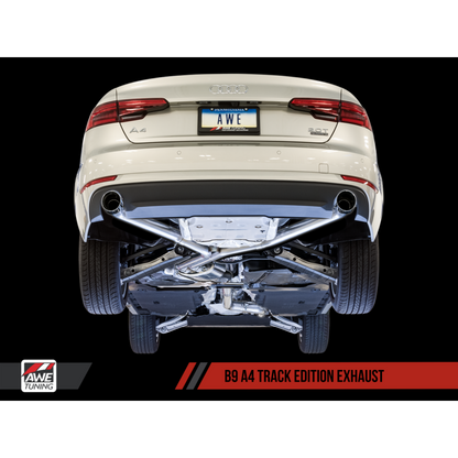 AWE Tuning Audi B9 A4 Track Edition Exhaust Dual Outlet - Diamond Black Tips (Includes DP) - STREETUNED