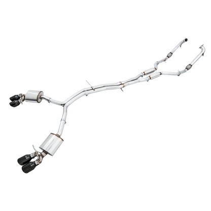 AWE Tuning Audi B9 S4 Touring Edition Exhaust - Non-Resonated (Black 102mm Tips) - STREETUNED