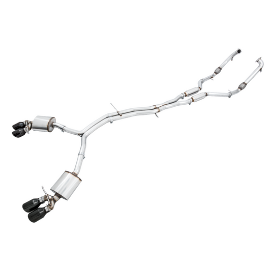 AWE Tuning Audi B9 S4 Touring Edition Exhaust - Non-Resonated (Black 102mm Tips) - STREETUNED