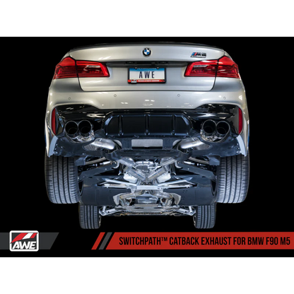 AWE Tuning SwitchPath Cat-back Exhaust with Chrome Silver Tips - 18-19 BMW M5 - STREETUNED