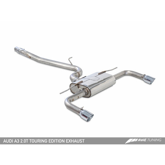 AWE Tuning Audi 8V A3 Touring Edition Exhaust - Dual Outlet Chrome Silver 90 mm Tips - STREETUNED