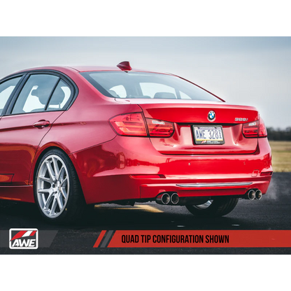 AWE Tuning BMW F3X N20/N26 328i/428i Touring Edition Exhaust Quad Outlet - 80mm Diamond Black Tips - STREETUNED
