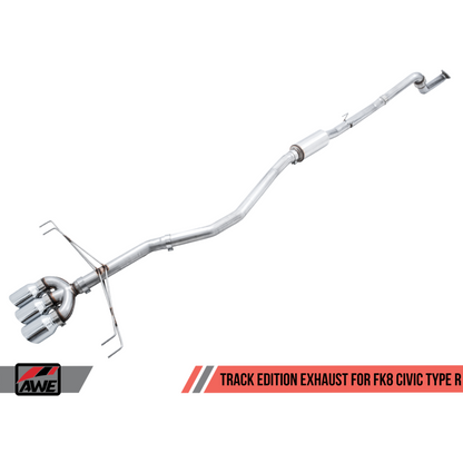 AWE Tuning Track Edition Exhaust w/Front Pipe & Triple Chrome Silver Tips - 2017-2021 Honda Civic Type R - STREETUNED
