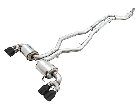 AWE Tuning Non-Resonated Touring Edition Exhaust With Quad Diamond Black Tips - 2019-2024 BMW M340i/M440i (G20) - STREETUNED