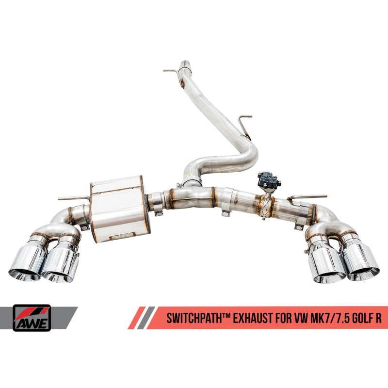 AWE Tuning Volkswagen Golf R MK7.5 SwitchPath Exhaust w/Chrome Silver Tips 102mm - T1 Motorsports