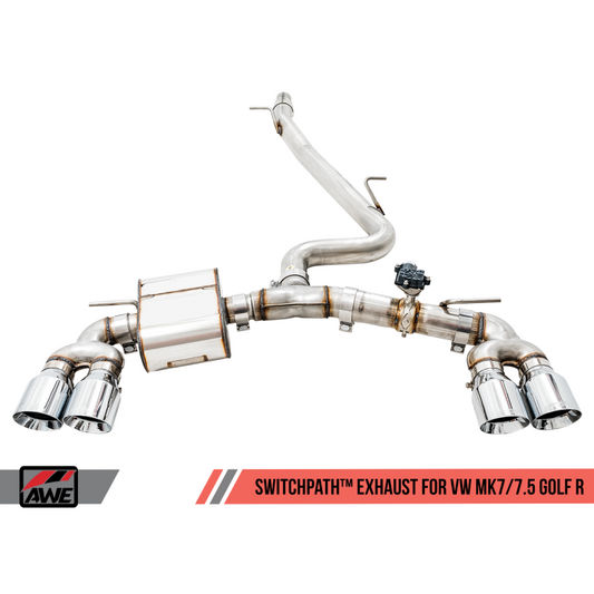 AWE Tuning Volkswagen Golf R MK7.5 SwitchPath Exhaust w/Chrome Silver Tips 102mm - T1 Motorsports