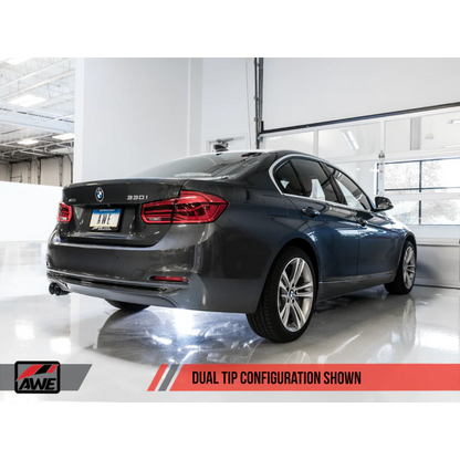 AWE Tuning BMW F3X 28i / 30i Touring Edition Axle-Back Exhaust Single Side - 80mm Black Tips - STREETUNED