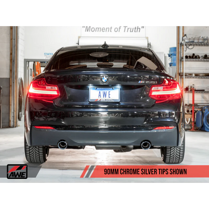 AWE Tuning BMW F22 M235i / M240i Touring Edition Axle-Back Exhaust - Chrome Silver Tips (102mm) - STREETUNED