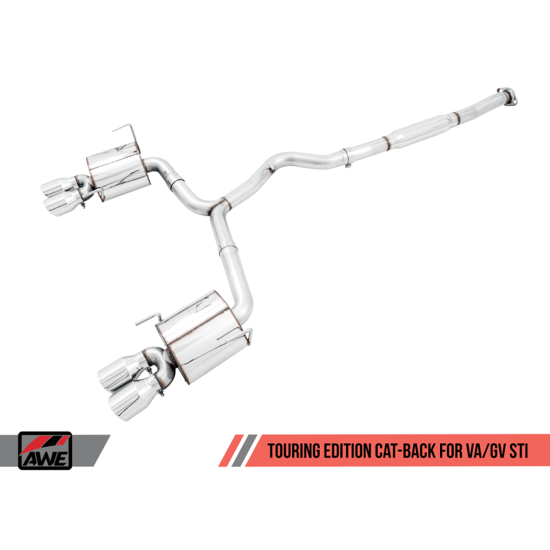 AWE Tuning Touring Edition Exhaust with Diamond Black Tip (102mm) - 2015-2021 Subaru WRX/STI VA/GV Sedan - STREETUNED