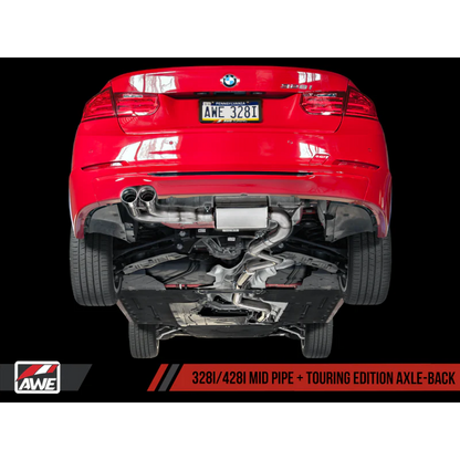 AWE Tuning BMW F3X 28i / 30i Touring Edition Axle-Back Exhaust Single Side - 80mm Silver Tips - STREETUNED