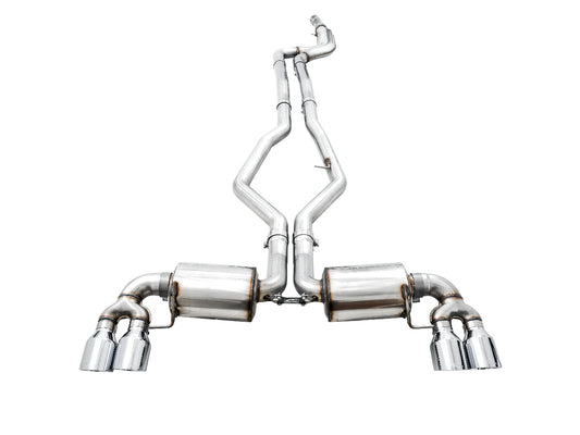 AWE Tuning Non-Resonated Touring Edition Exhaust With Quad Chrome Silver Tips - 2019-2024 BMW M340i/M440i (G20) - STREETUNED