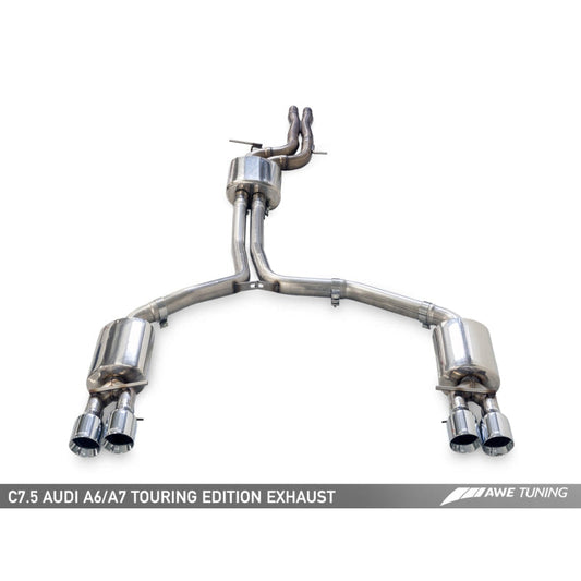 AWE Tuning Audi C7.5 A7 3.0T Touring Edition Exhaust - Quad Outlet Chrome Silver Tips - STREETUNED
